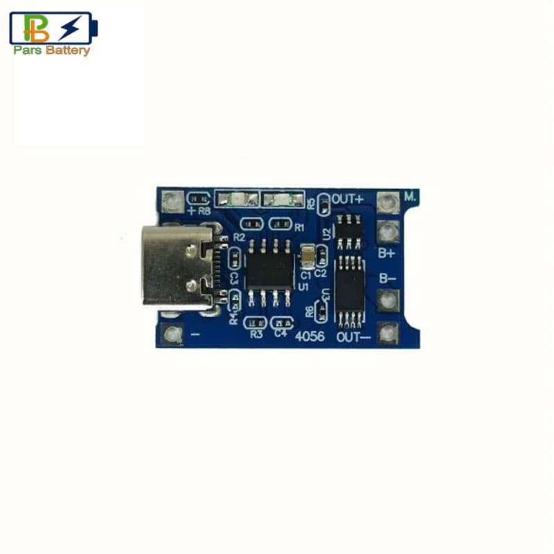 ماژول شارژر باتری لیتیومی TP4056 با USB TYPE C و مدار محافظ