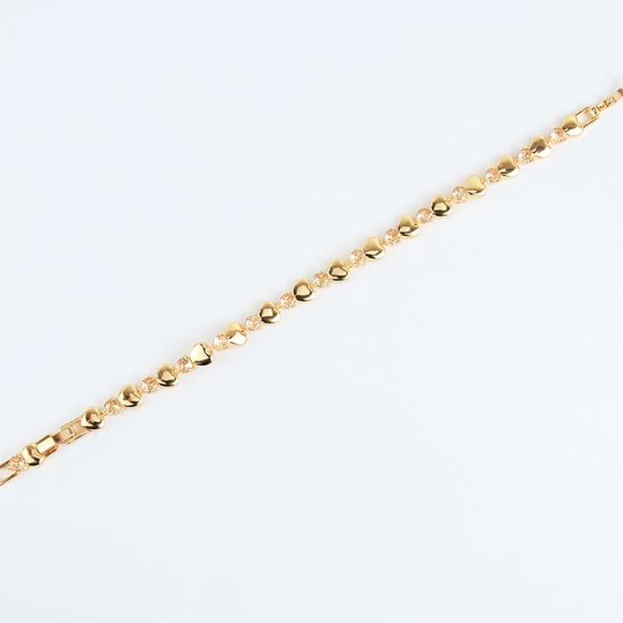 دستبند قلب و نگین برند CM رنگ طلایی — تصویر ۲