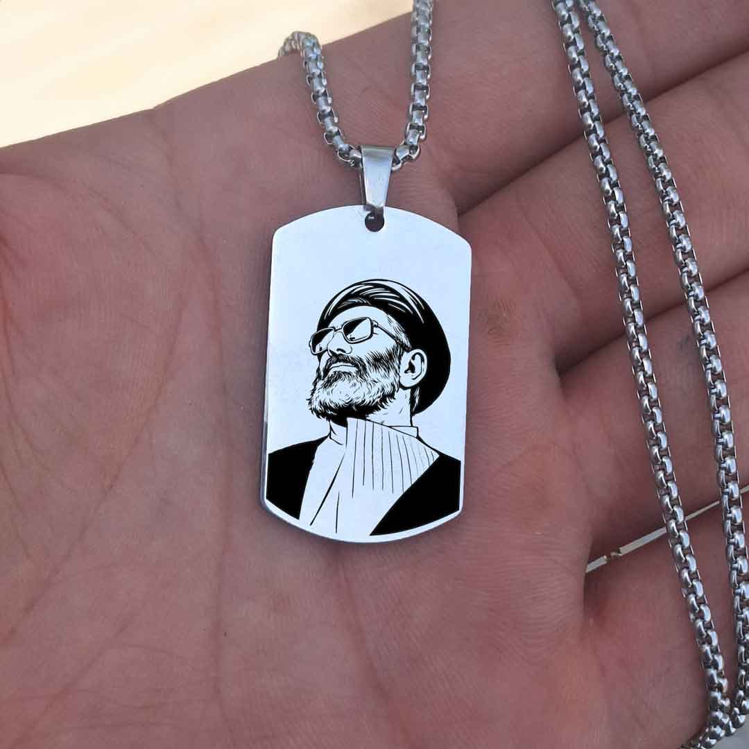 پلاک استیل 316 طرح عکس رهبر شهید — تصویر ۳