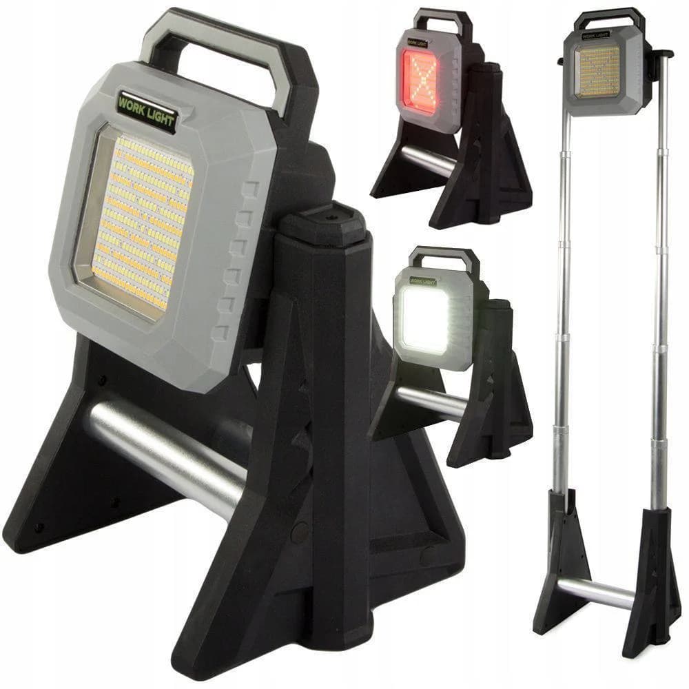 پروژکتور شارژی پایه‌دار تلسکوپی LED با ارتفاع قابل تنظیم تا ۱.۵ متر
