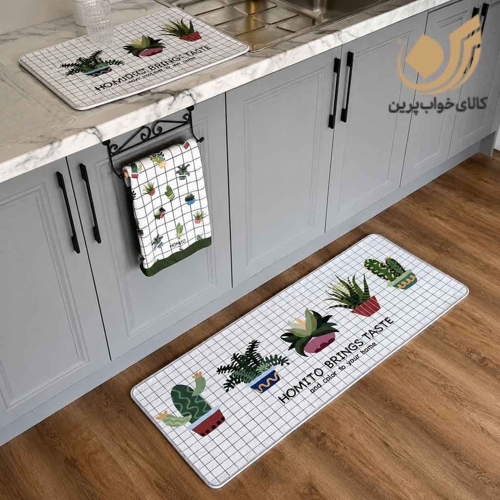 ست زیرسینکی و نمگیر 2 تکه برند هومیتو طرح کاکتوس