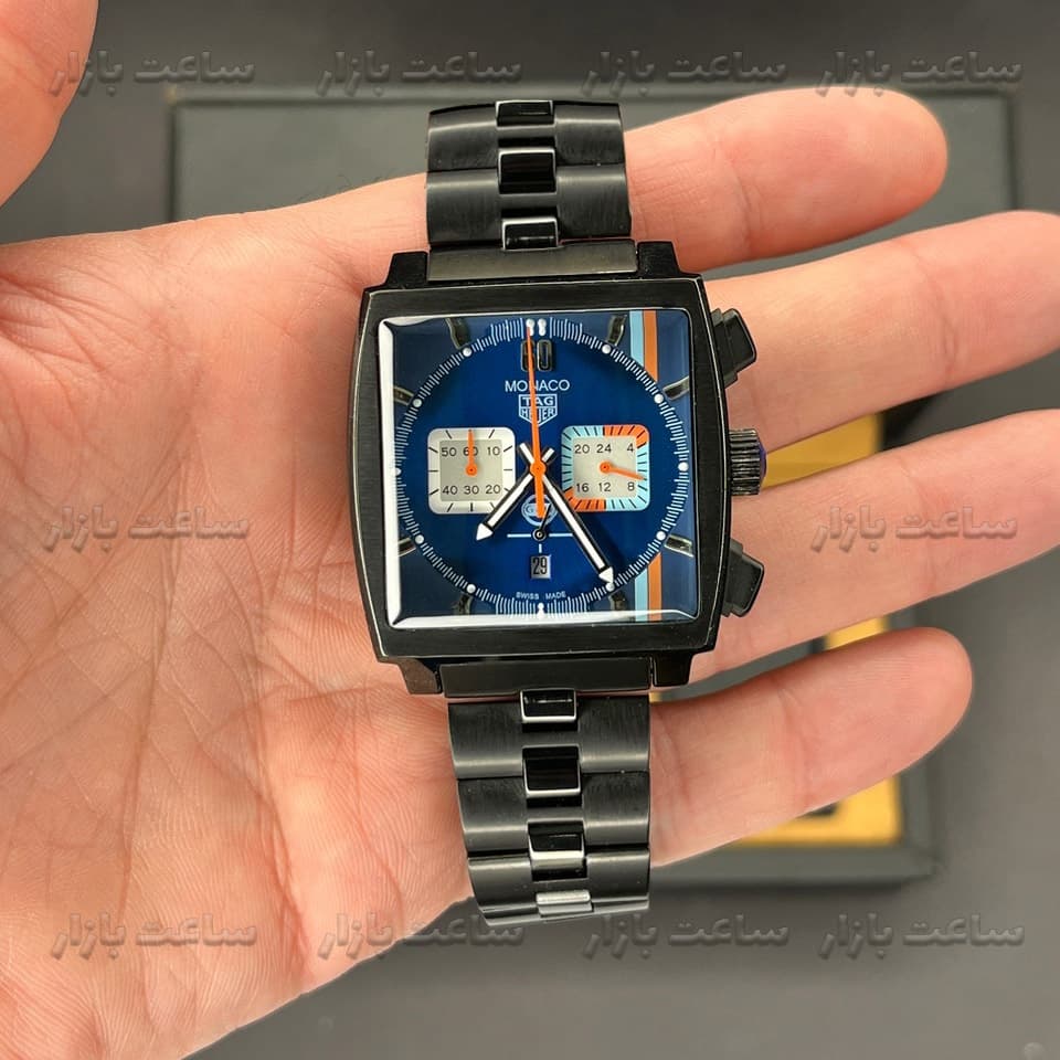 ساعت تگ هویر موناکو مشکی صفحه آبی مدل گلف TAG Heuer BLB44G — تصویر ۳