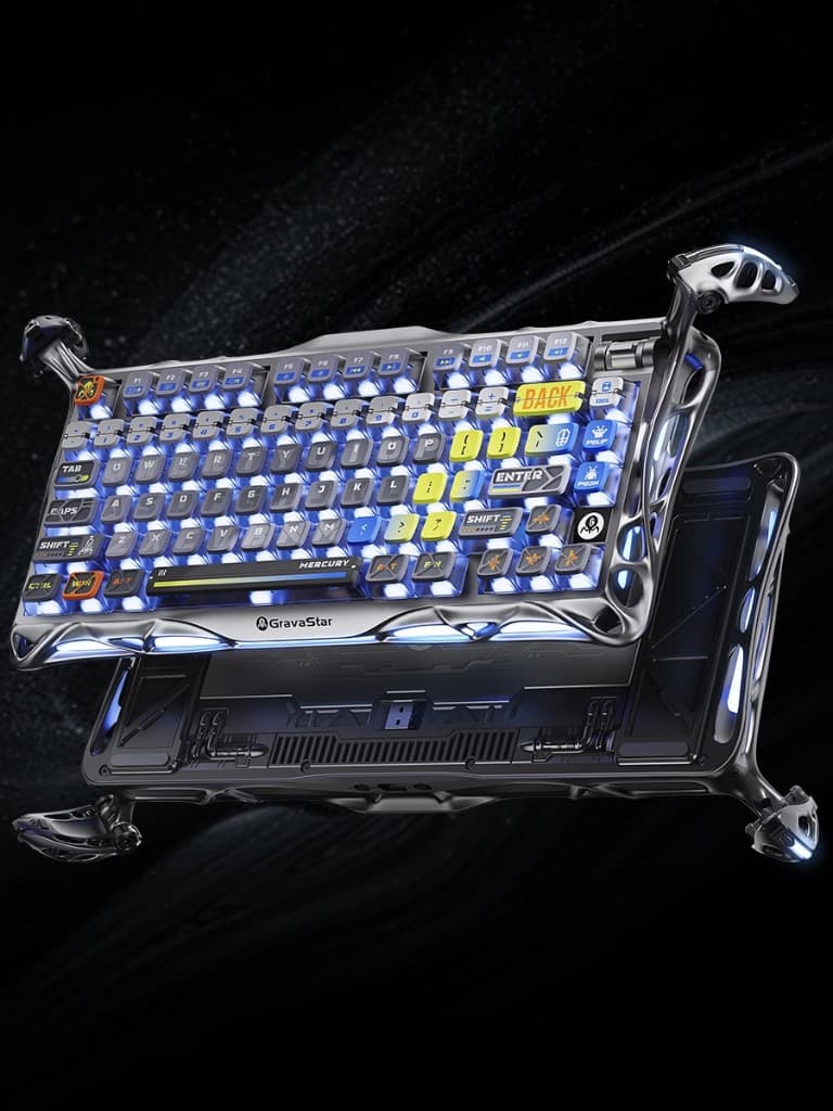 کیبورد گیمینگ گراواستار مدل GravaStar Mercury K1 Pro – Interstellar Silver