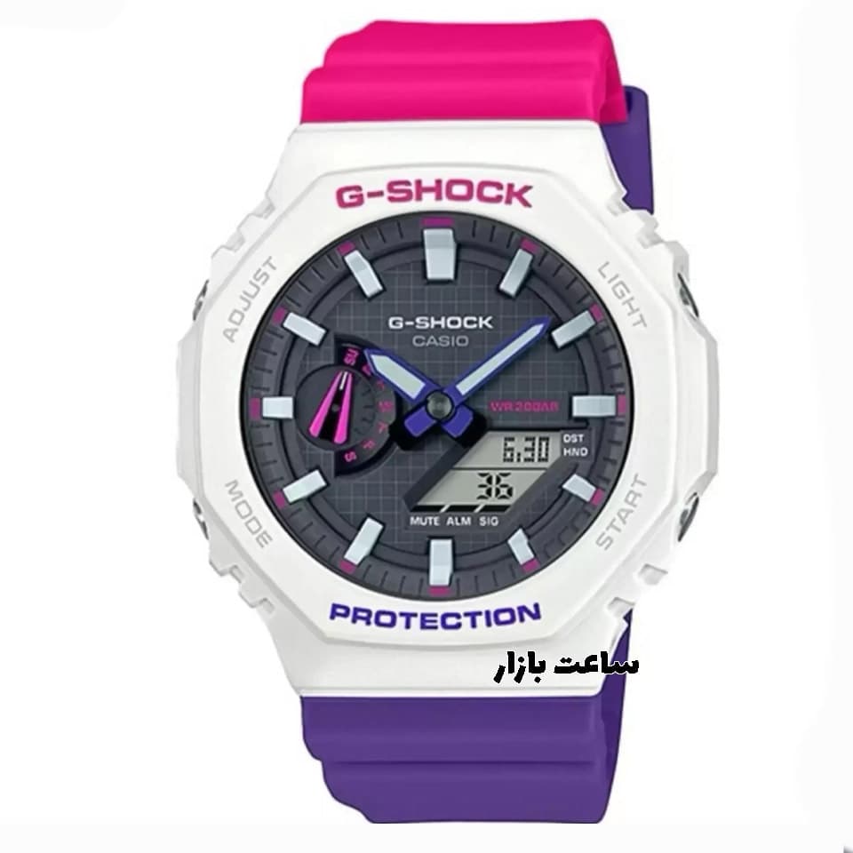 ساعت جی شاک بنفش سفید GA2100