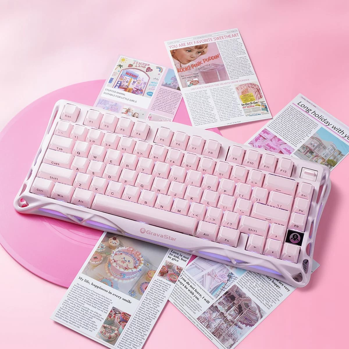 کیبورد گیمینگ گراواستار مدل GravaStar Mercury K1 Special Edition – Sakura Pink — تصویر ۲