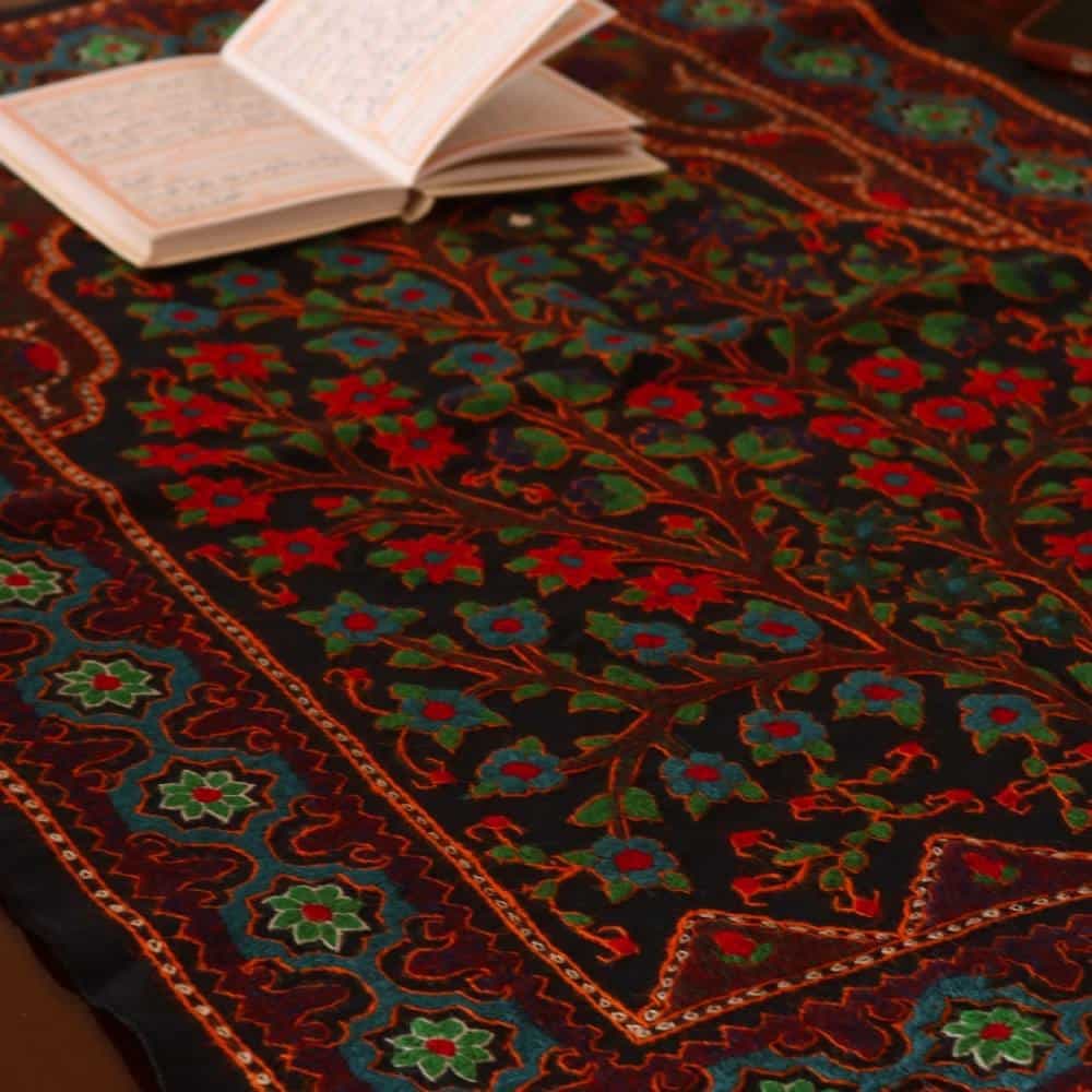 پته سجاده طرح درختی محرابی سورمه ای