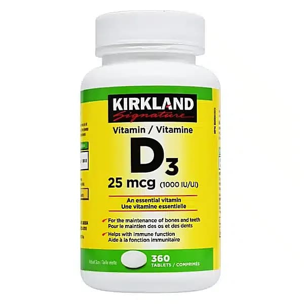 مکمل ویتامین D3 کرکلند 25 میکروگرمی 360 عددی اصل