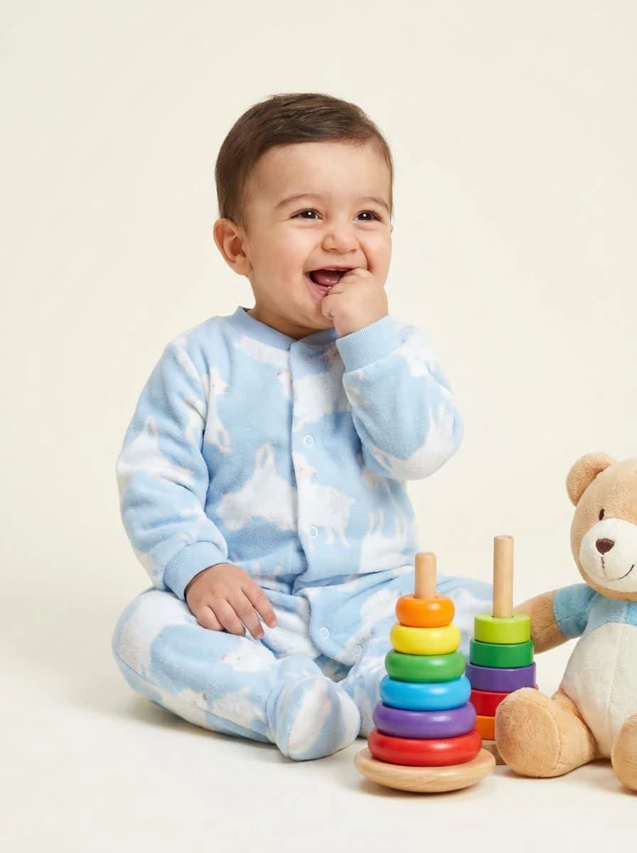 سرهمی نوزادی فوتر آبی بره — تصویر ۲