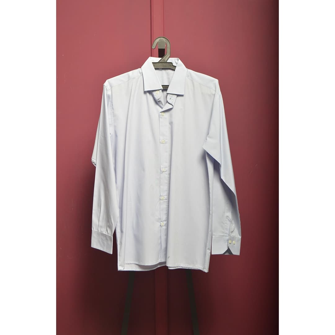 تک سایز: پیراهن مردانه اداری پارچه تترون بدون جیب آبی روشن | 0687-47072