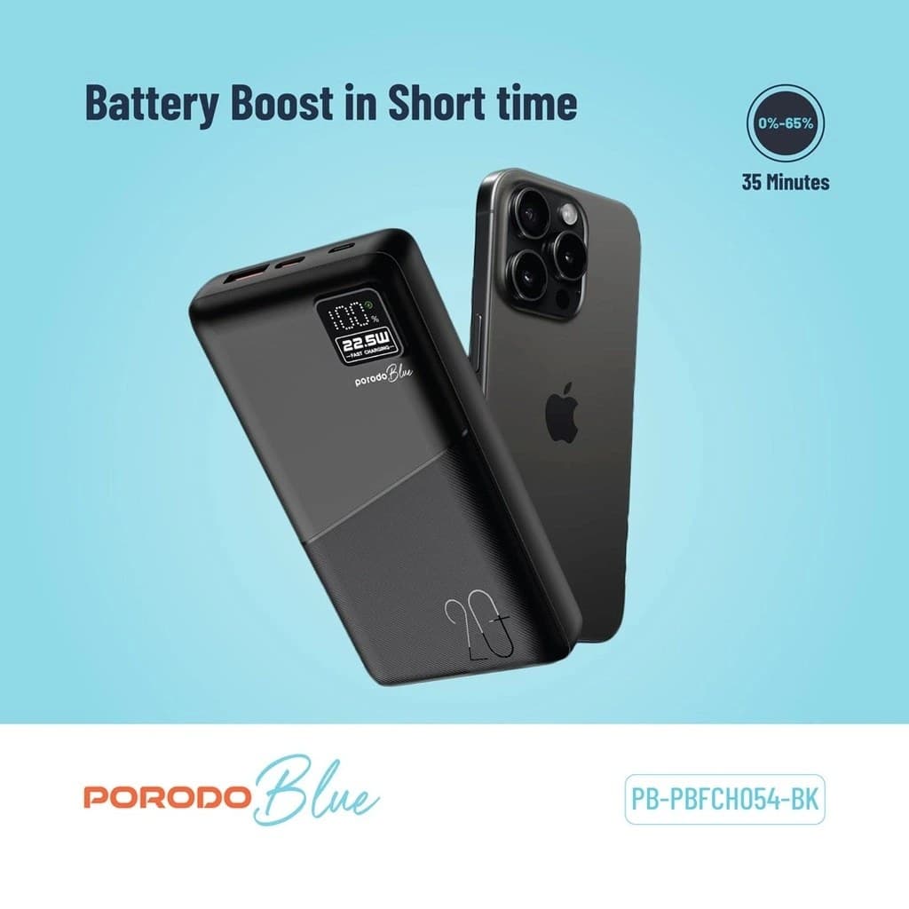 پاوربانک Porodo Blue 20000mAh (PB‑PBFCH054) — تصویر ۴
