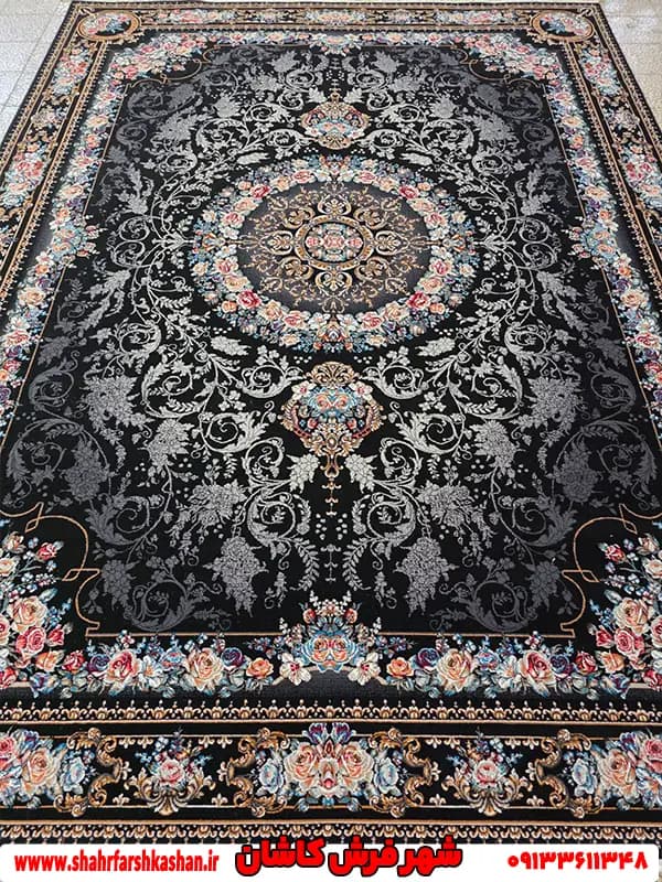 فرش 700شانه سرمه ای طرح ژیوان — تصویر ۵