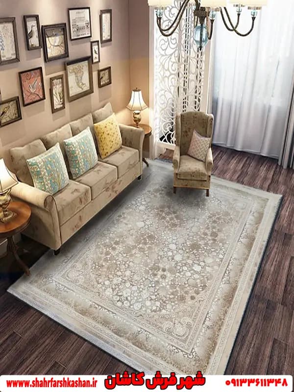 فرش طلاکوب 1200 شانه طرح ایوانا بژ