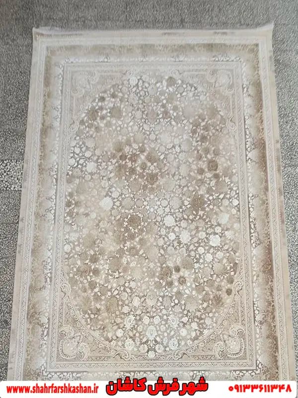 فرش طلاکوب 1200 شانه طرح ایوانا بژ — تصویر ۲