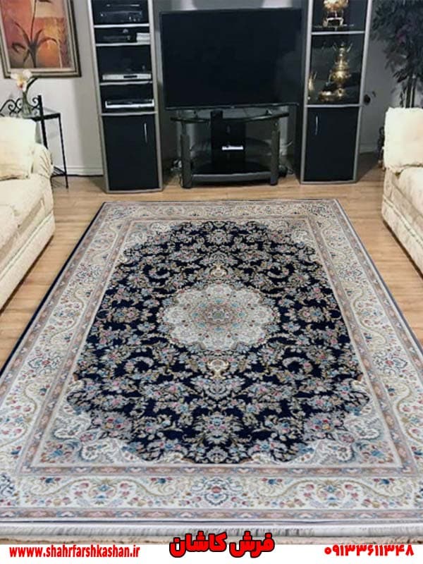 فرش سرمه ای کلاسیک نگارستان 1500 شانه تراکم 4500