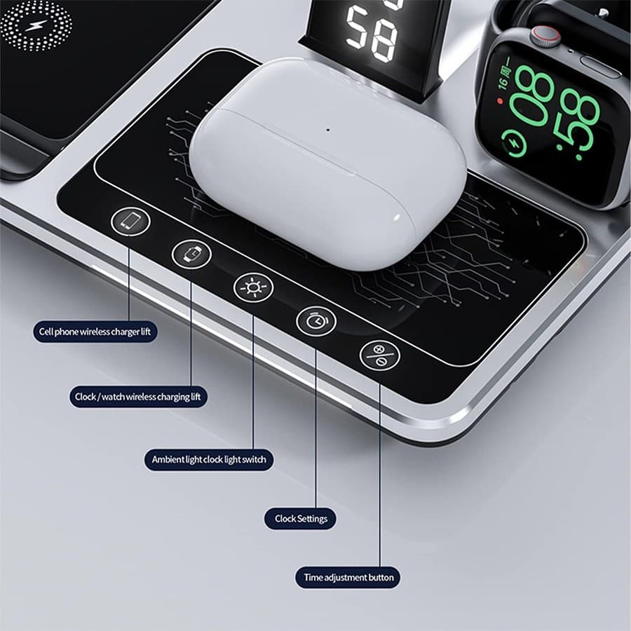 استند شارژ وایرلس گرین لاین مدل 4in1 wireless charging station 15w — تصویر ۴