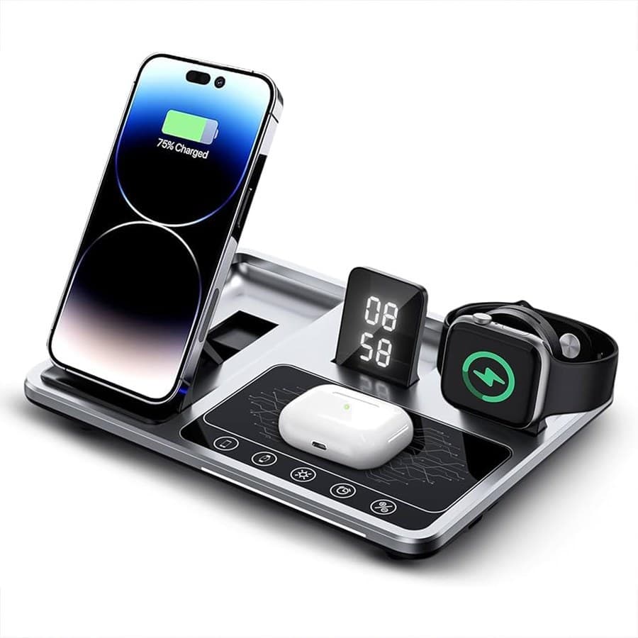 استند شارژ وایرلس گرین لاین مدل 4in1 wireless charging station 15w