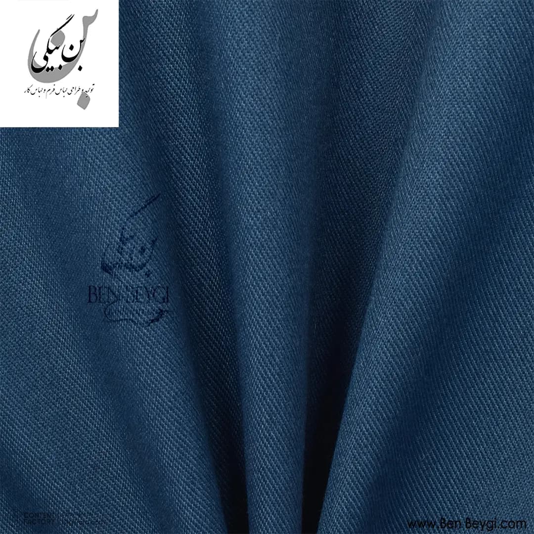 کاپشن شلوار کار پارچه کجراه مدل یقه دار قاپک دار دوجیب رنگ سرمه ای با نوار دوزی قرمز کد 41924 — تصویر ۶