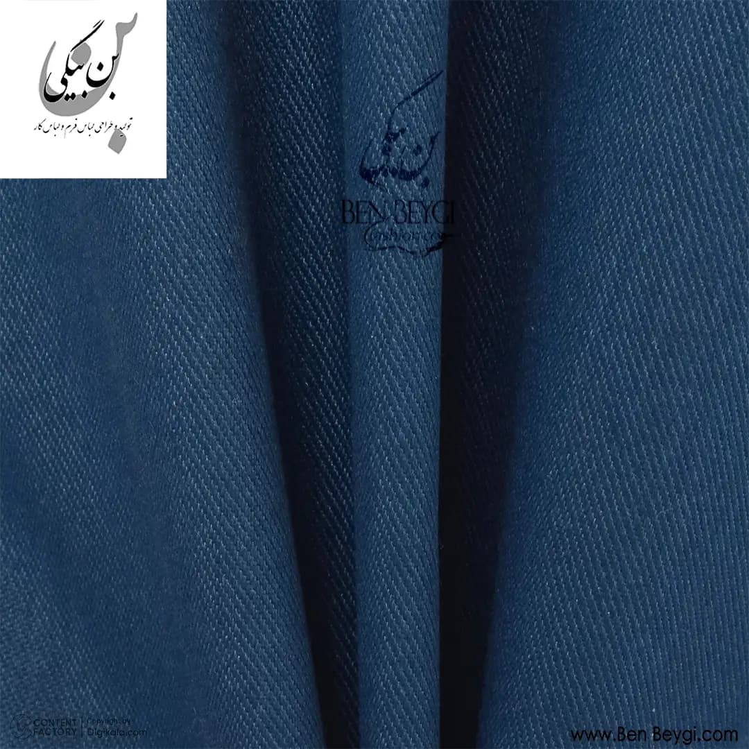 کاپشن شلوار کار پارچه کجراه مدل یقه دار قاپک دار دوجیب رنگ سرمه ای با نوار دوزی قرمز کد 41924 — تصویر ۷
