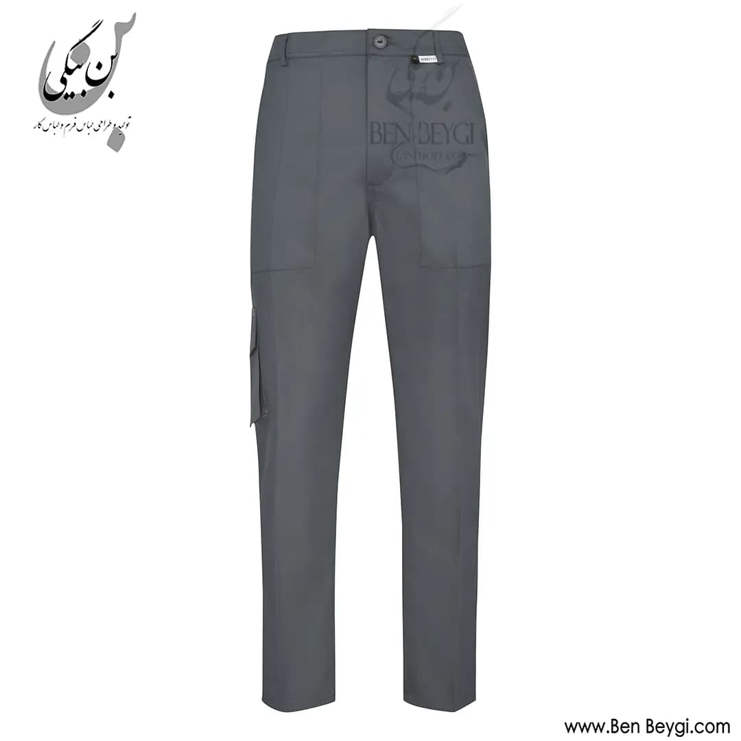 کاپشن شلوار کار پارچه کجراه مدل یقه دار قاپک دار دوجیب رنگ طوسی با نوار دوزی طوسی روشن کد 41913 — تصویر ۶