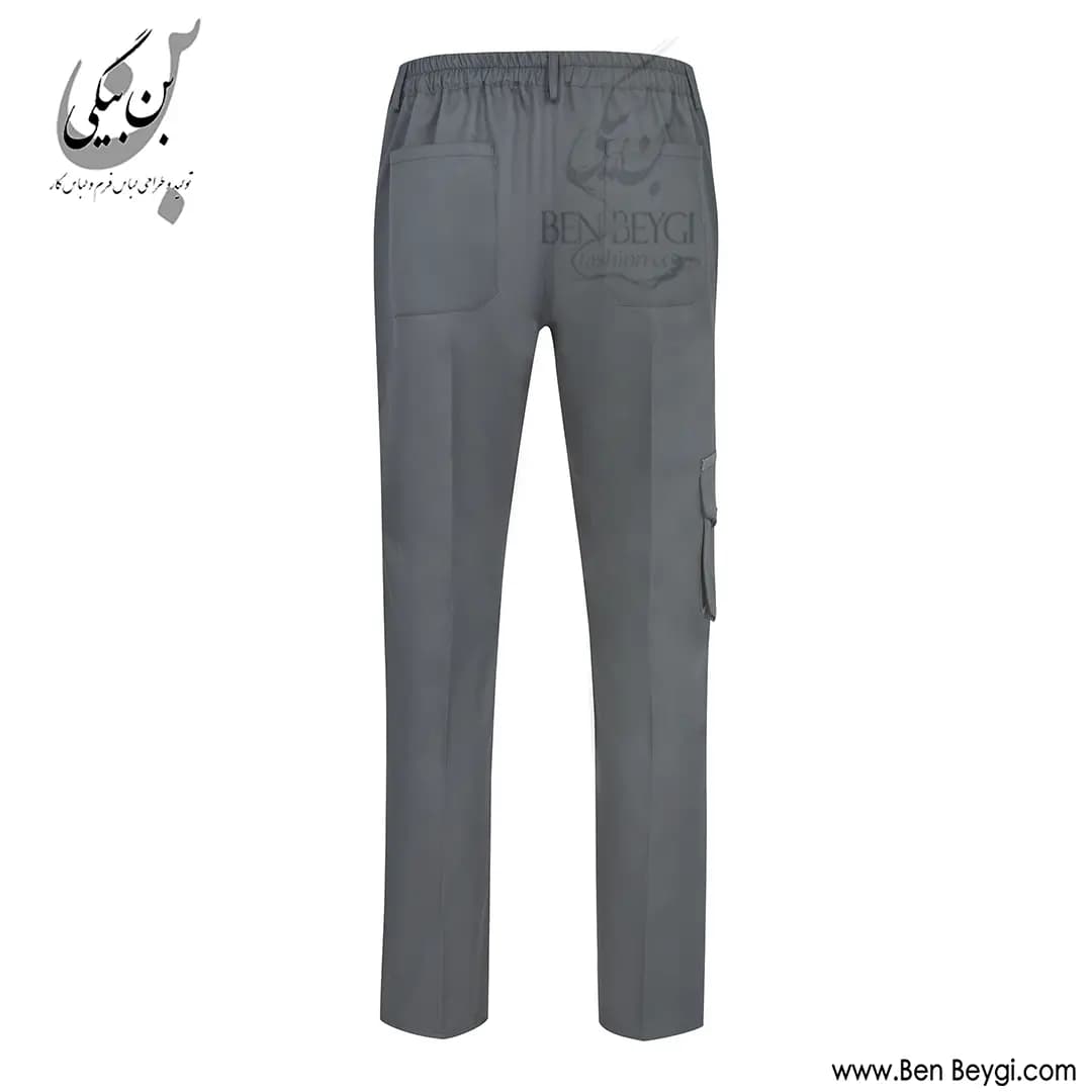 کاپشن شلوار کار پارچه کجراه مدل یقه دار قاپک دار دوجیب رنگ طوسی با نوار دوزی طوسی روشن کد 41913 — تصویر ۸