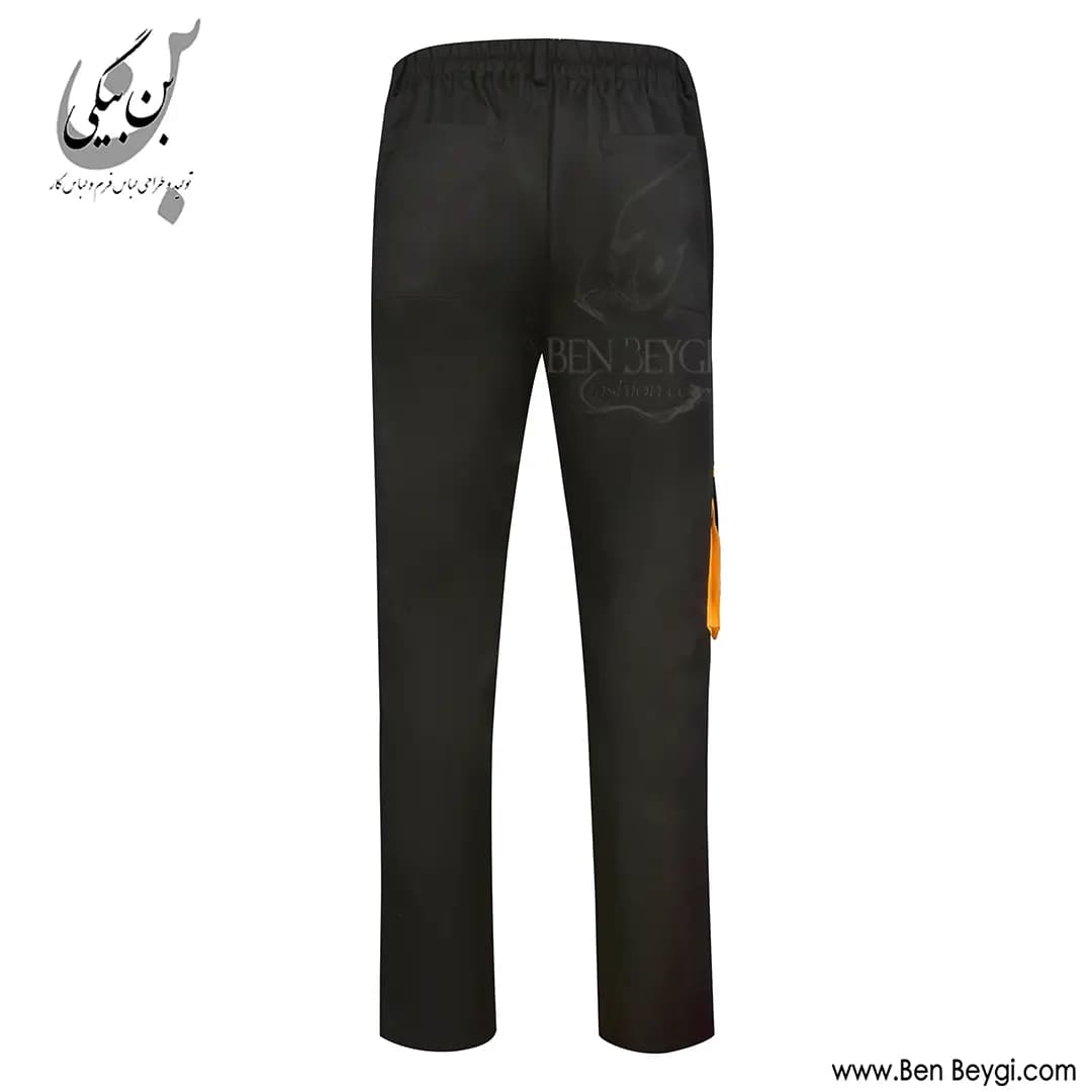 کاپشن کار با شلوار پارچه کجراه قاپک دار دو جیب درب دار یقه ایستاده رنگ مشکی و زرد کد 41578 — تصویر ۹