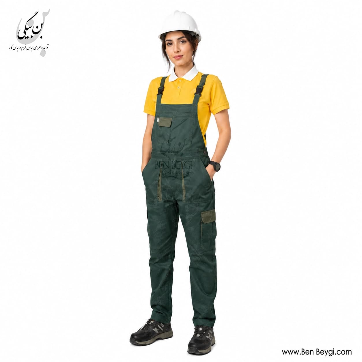 لباس کار دوبنده پارچه کتان رنگ سبز خرجکار سبز کمرنگ کد 35054 — تصویر ۲