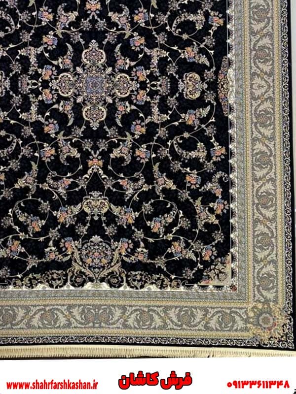 فرش ماشینی 1200 شانه سرمه ای طرح ویکتوریا — تصویر ۳