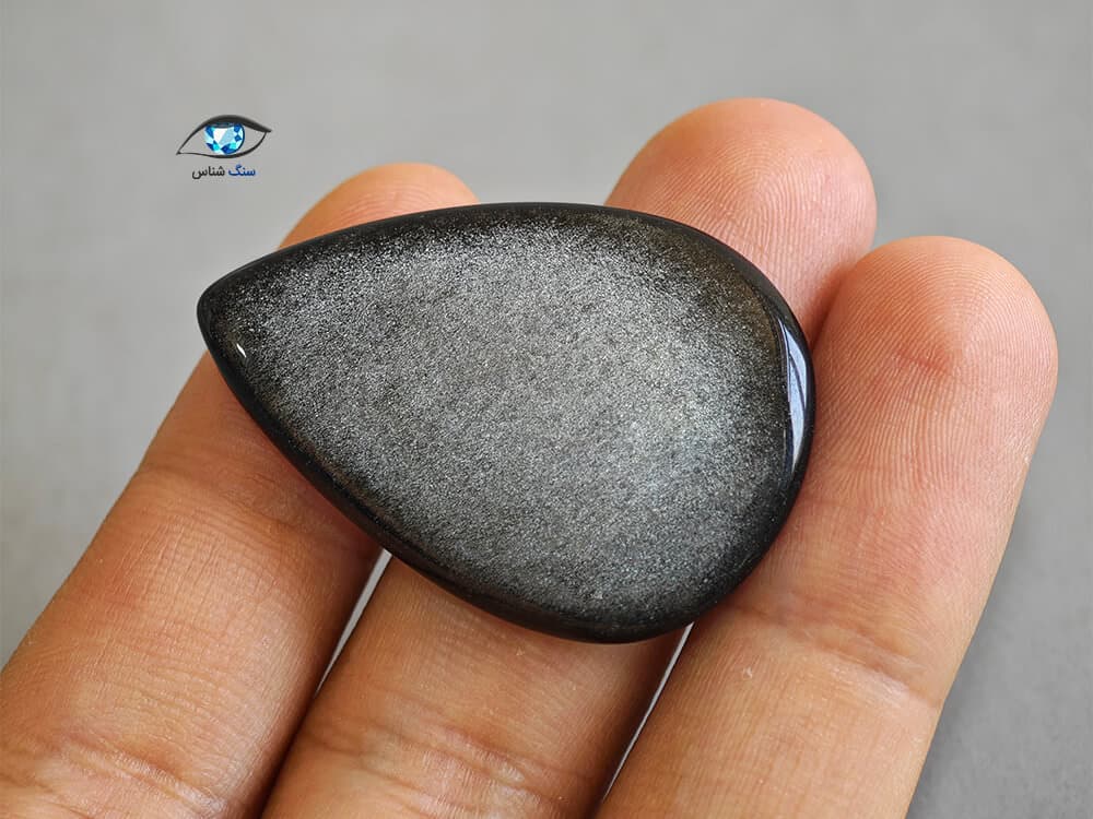 نگین ابسیدین نقره ای طبیعی 9 گرم