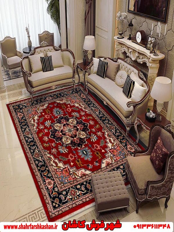 فرش پشمی لاکی دستباف گونه ضخیم