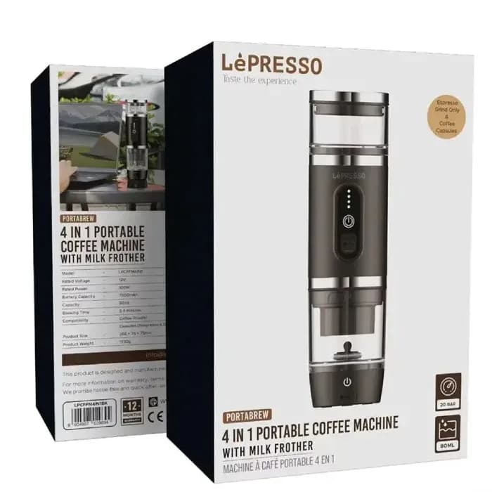 قهوه ساز شارژی و قابل حمل 4 در 1 لپرسو مدل lepresso 4 in 1 portable coffee machine with milk frother — تصویر ۳