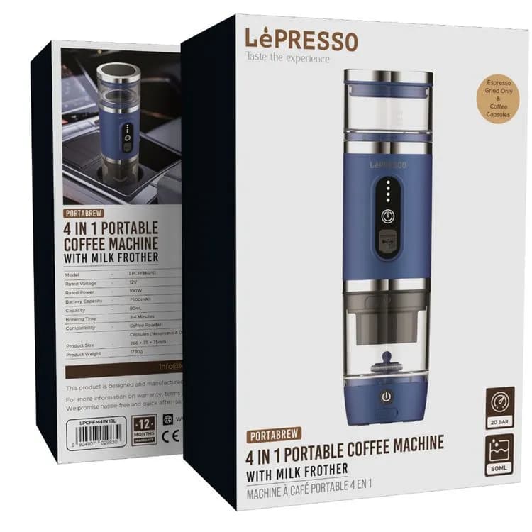 قهوه ساز شارژی و قابل حمل 4 در 1 لپرسو مدل lepresso 4 in 1 portable coffee machine with milk frother — تصویر ۷