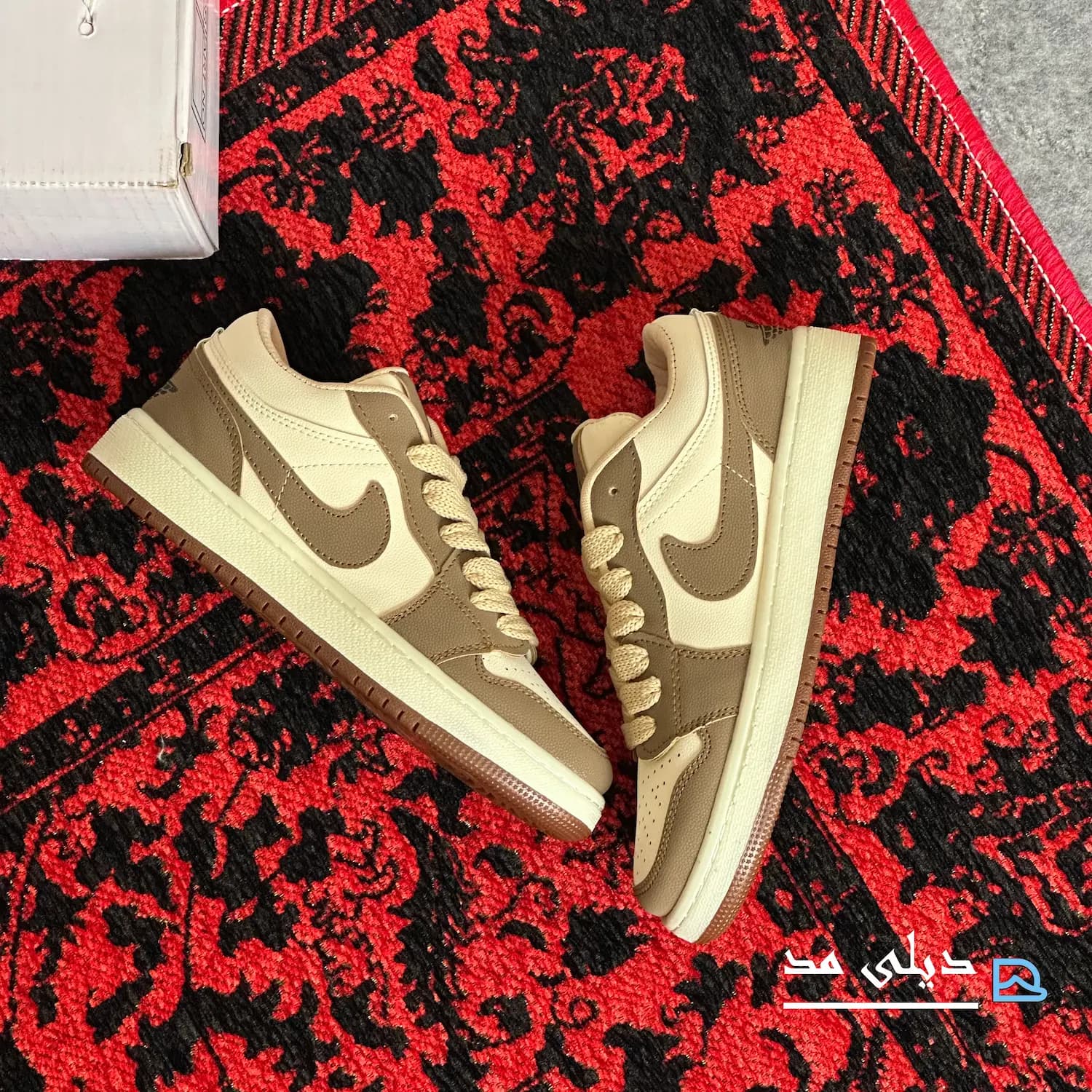 کتانی زنانه نایک ایر جردن 1 قهوه ای کرم | Nike Air jordan 1 — تصویر ۴