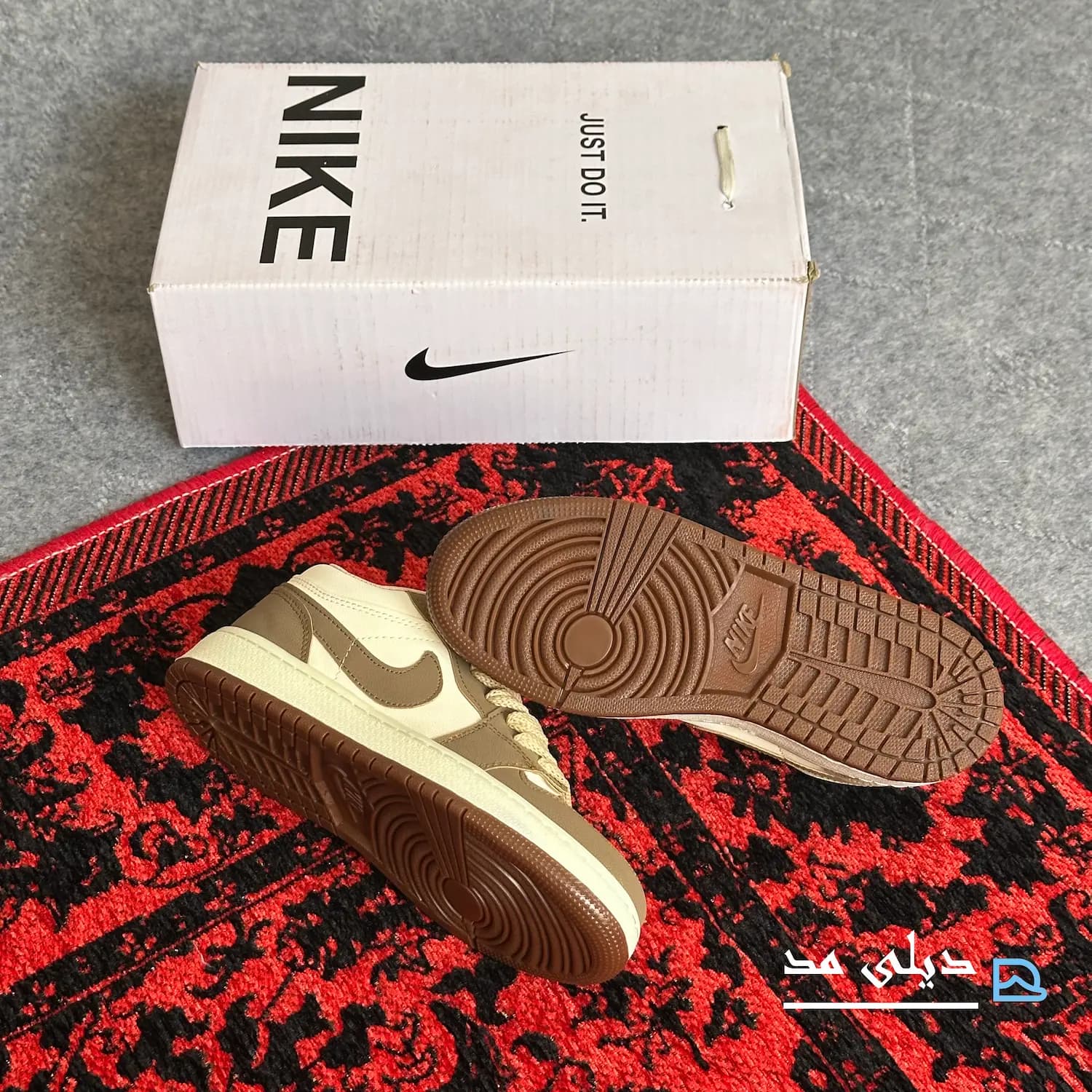 کتانی زنانه نایک ایر جردن 1 قهوه ای کرم | Nike Air jordan 1 — تصویر ۷