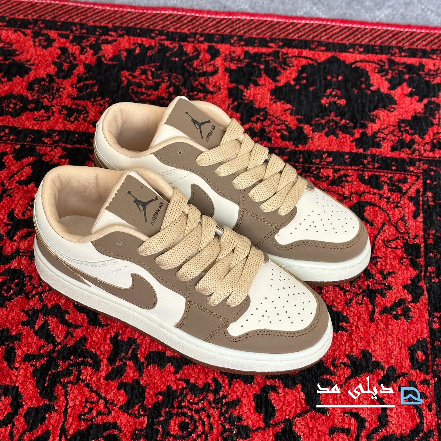 کتانی زنانه نایک ایر جردن 1 قهوه ای کرم | Nike Air jordan 1 — تصویر ۶