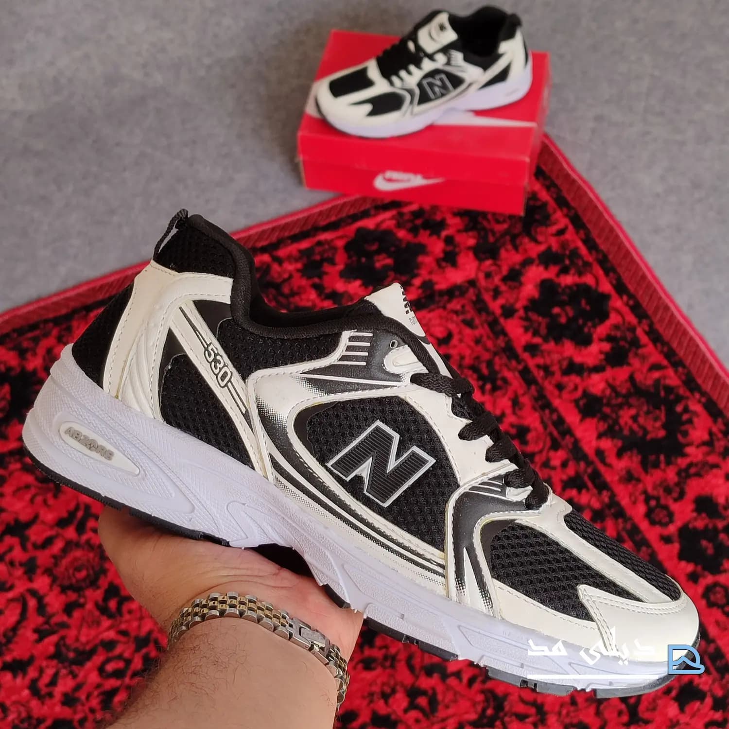 کتانی مردانه نیوبالانس 530 سفید مشکی | New balance 530 — تصویر ۳