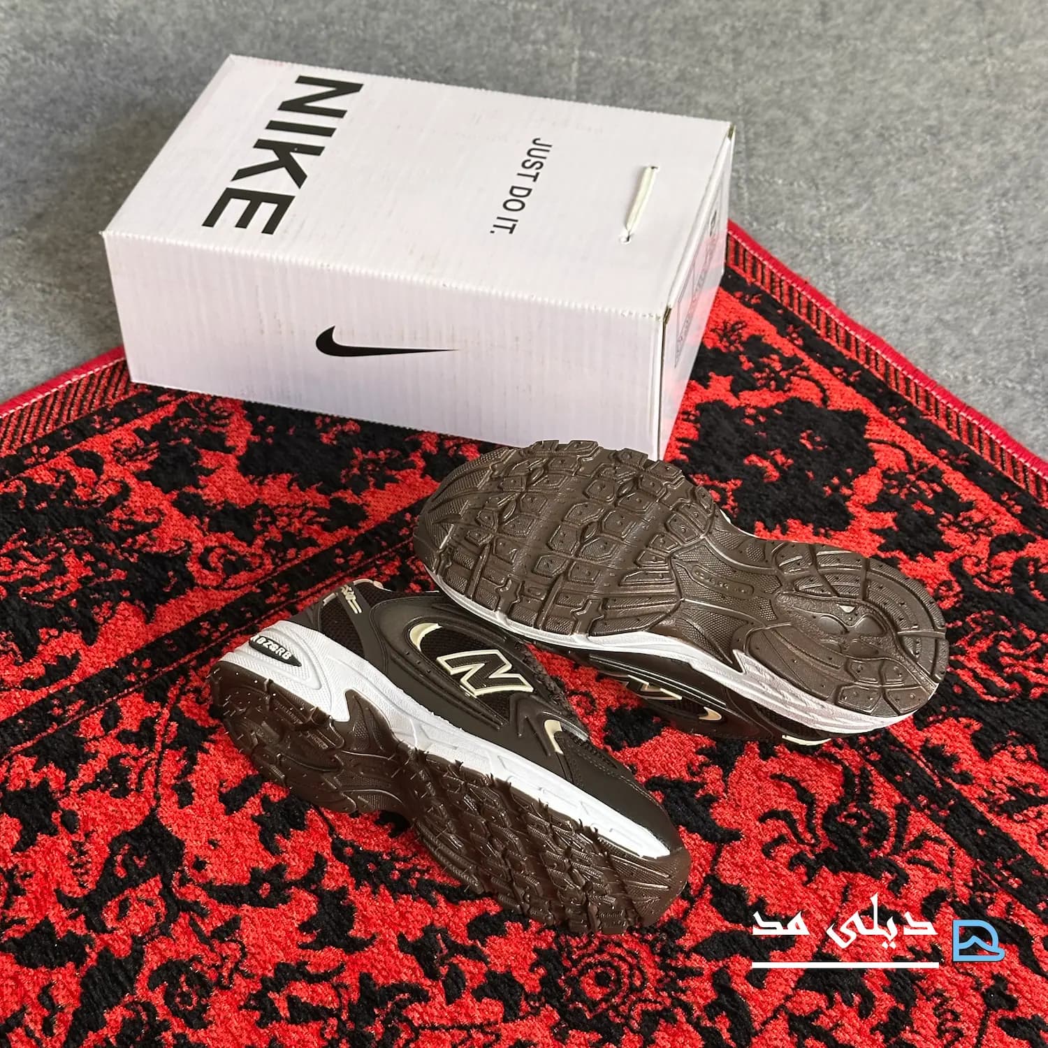 کتانی زنانه نیوبالانس 530 قهوه ای کرم سفید | newbalance 530 — تصویر ۷