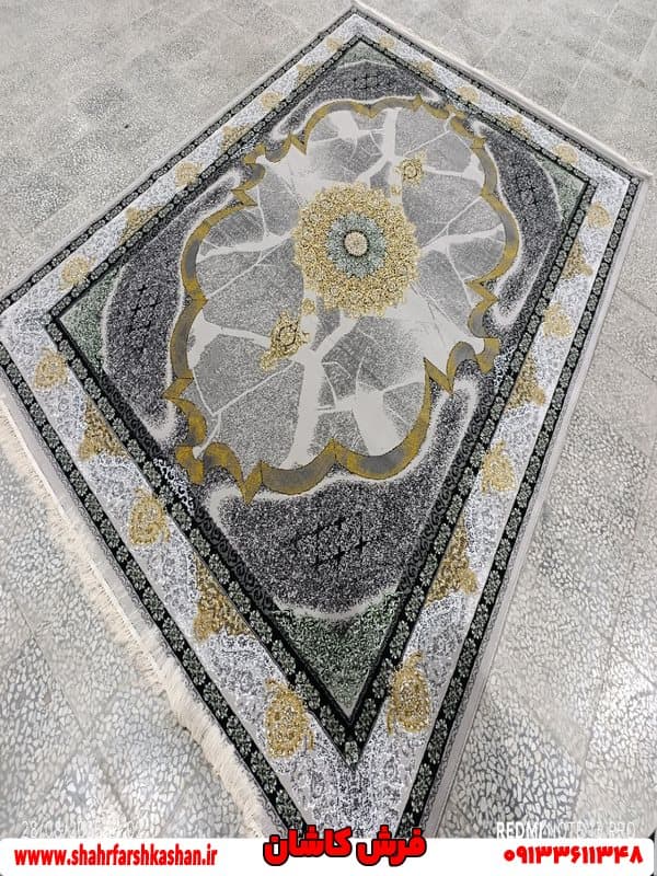 فرش طوسی مدل جدید طلاکوب طرح ستاره