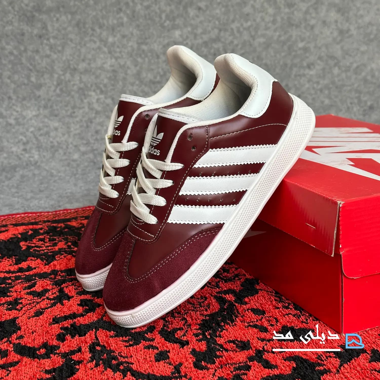 کتانی زنانه آدیداس سامبا زرشکی سفید | adidas samba
