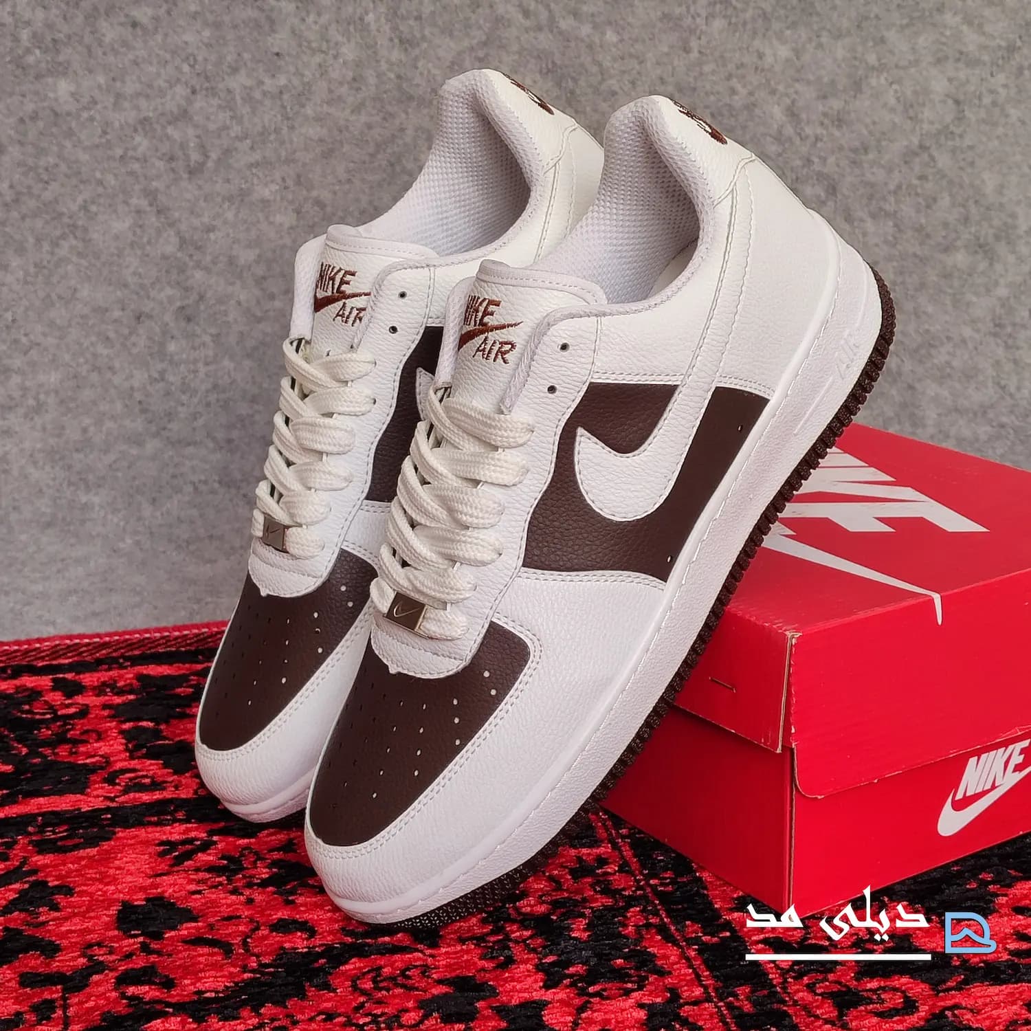 کتانی مردانه نایک ایرفورس سفید قهوه ای | Nike air force