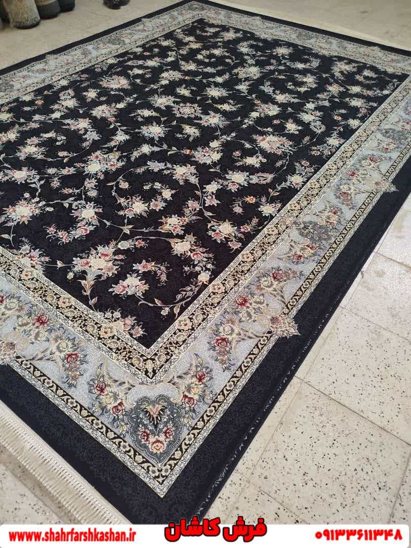 فرش 1000 شانه سرمه ای طرح افشان سیرنگ