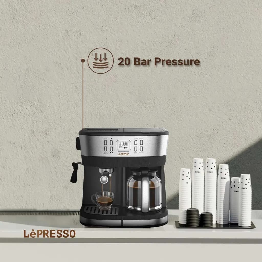 دستگاه قهوه و اسپرسوساز دوتایی لپرسو مدل LePresso Dual Brew Drip Coffee & Espresso Machine LPCFFM0002 — تصویر ۴