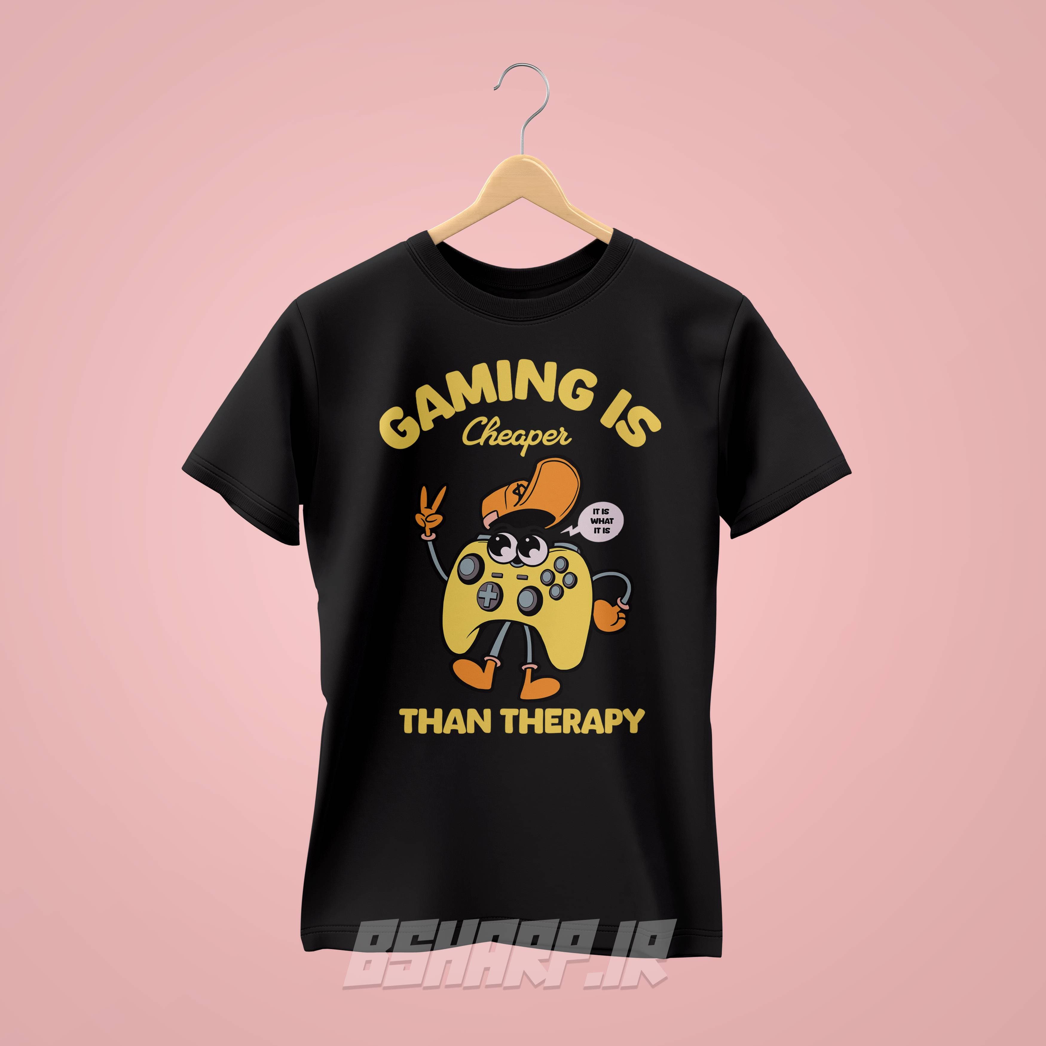 تیشرت Gamer طرح Cheaper Than Therapy