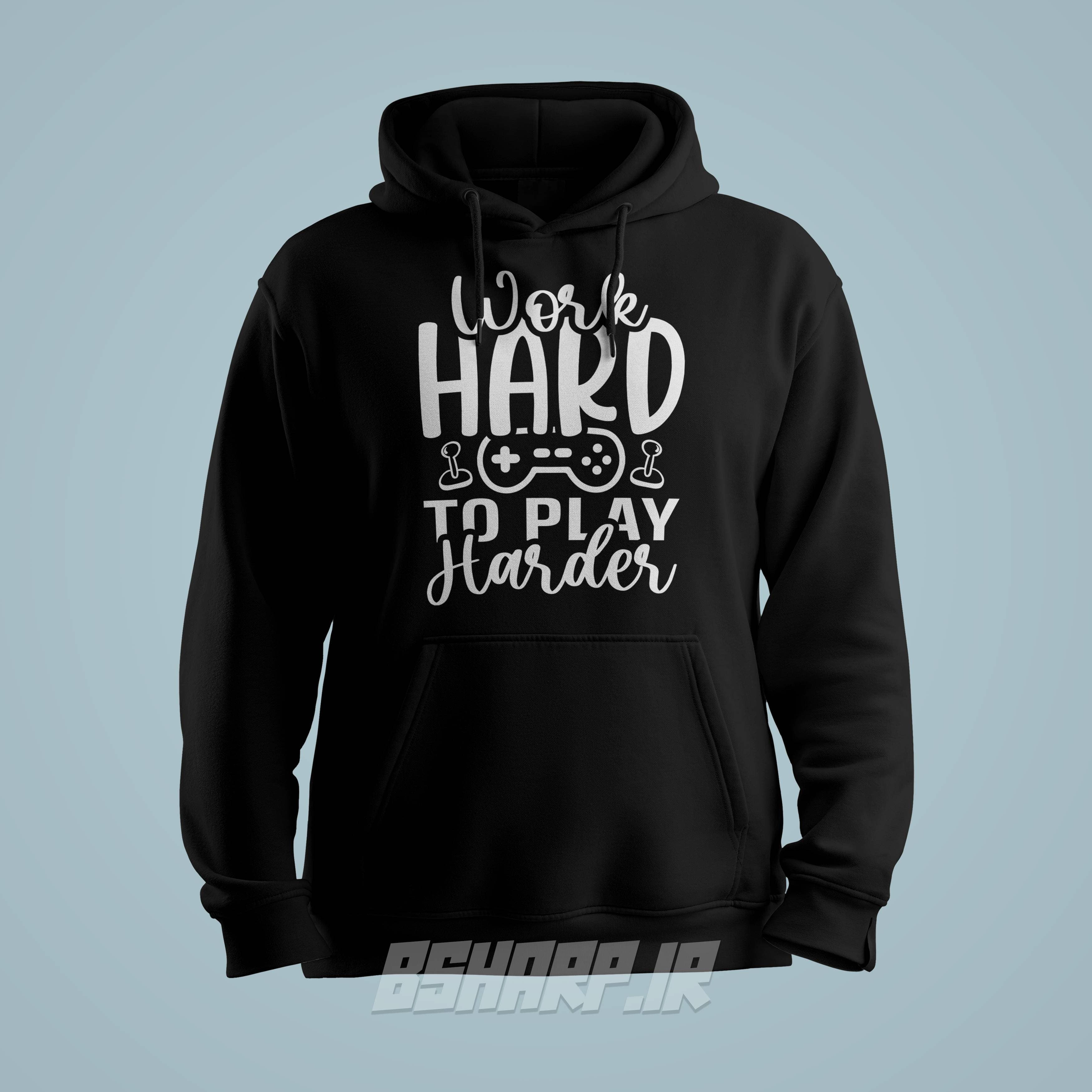 هودی Gamer طرح Work Hard Play Harder