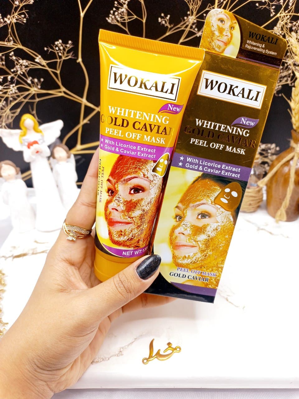 ماسک طلای تیوپی همراه با عصاره خاویار برند وکالی WOKALI کد WKL 403 — تصویر ۲