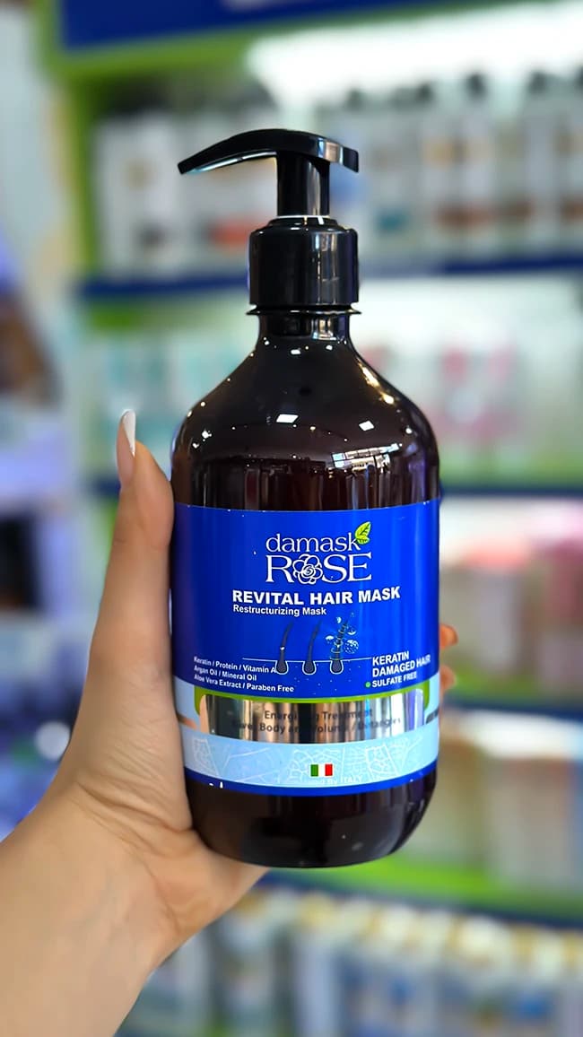 ماسک مو داخل حمام داماسک رز rose کراتین (با آبکشی و فری سولفات) – مخصوص موهای چرب آسیب دیده — تصویر ۲