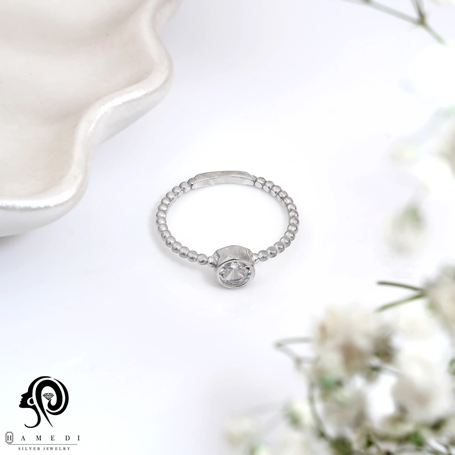 انگشتر تک نگین نقره زنانه اسپرت مدل RI R237 — تصویر ۵