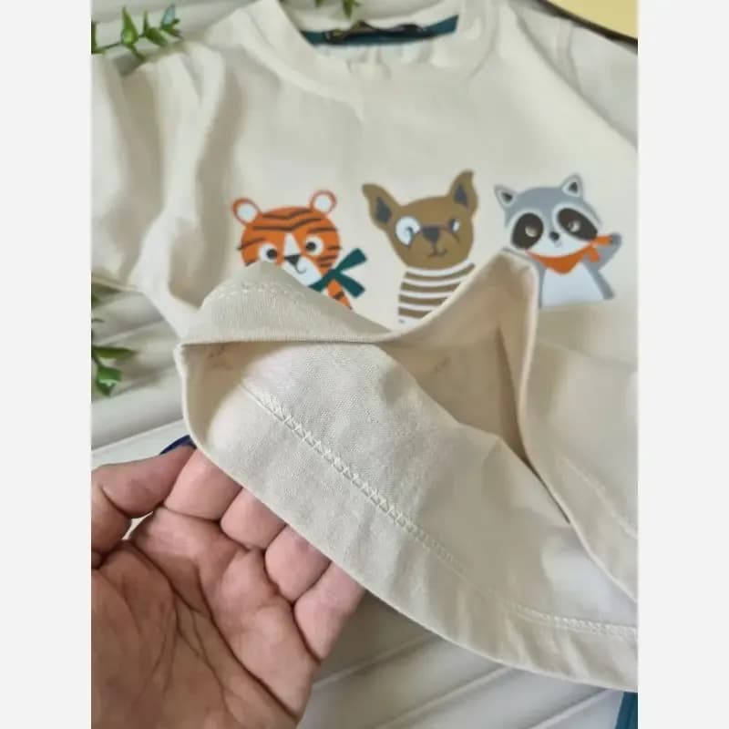 ست تیشرت و شلوارک راحتی بچگانه طرح حیوانات Good Boy نخ پنبه اعلا سایز 40 تا 50 — تصویر ۳