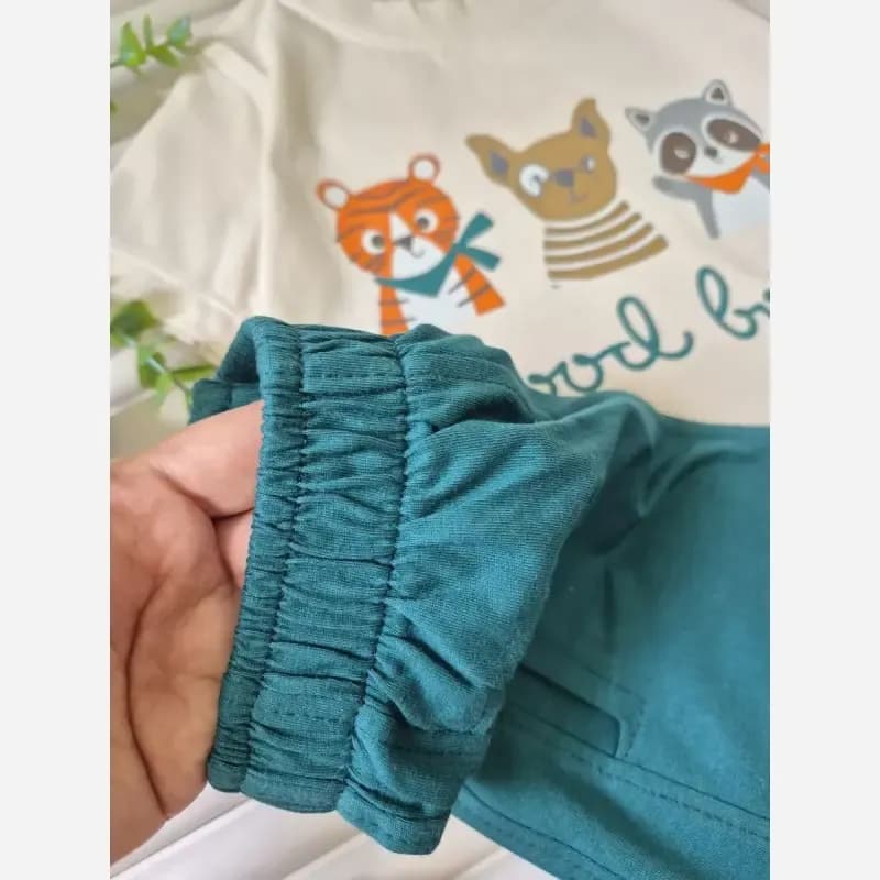 ست تیشرت و شلوارک راحتی بچگانه طرح حیوانات Good Boy نخ پنبه اعلا سایز 40 تا 50 — تصویر ۴