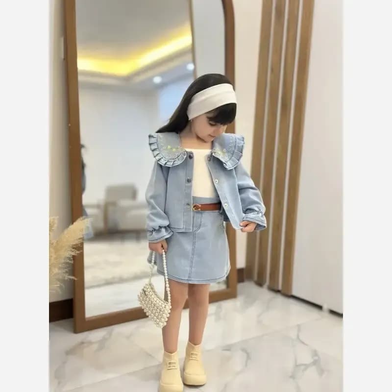 ست چهار تیکه مازراتی دخترانه مدل الماس شامل بلوز تاپ و دامن — تصویر ۶