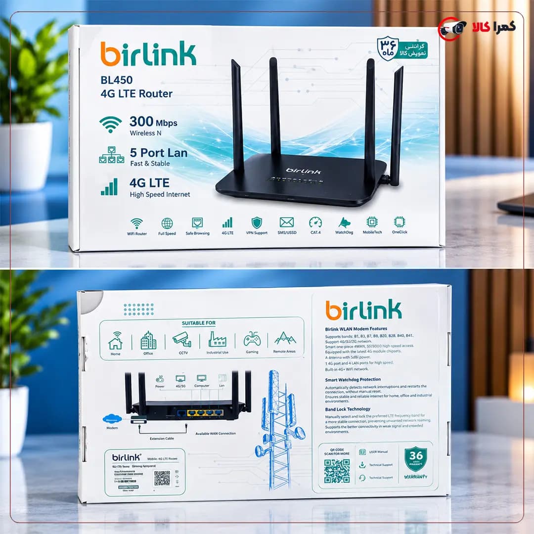 مودم سیم‌کارتی 4G LTE و TD-LTE با 5 پورت BirLink BL450 — تصویر ۳